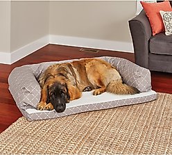 MidWest QuietTime Couture Hampton Orthopedic Bolster Dog Bed with Removable Cover, Mushroom/White, Giant slide 2 of 6