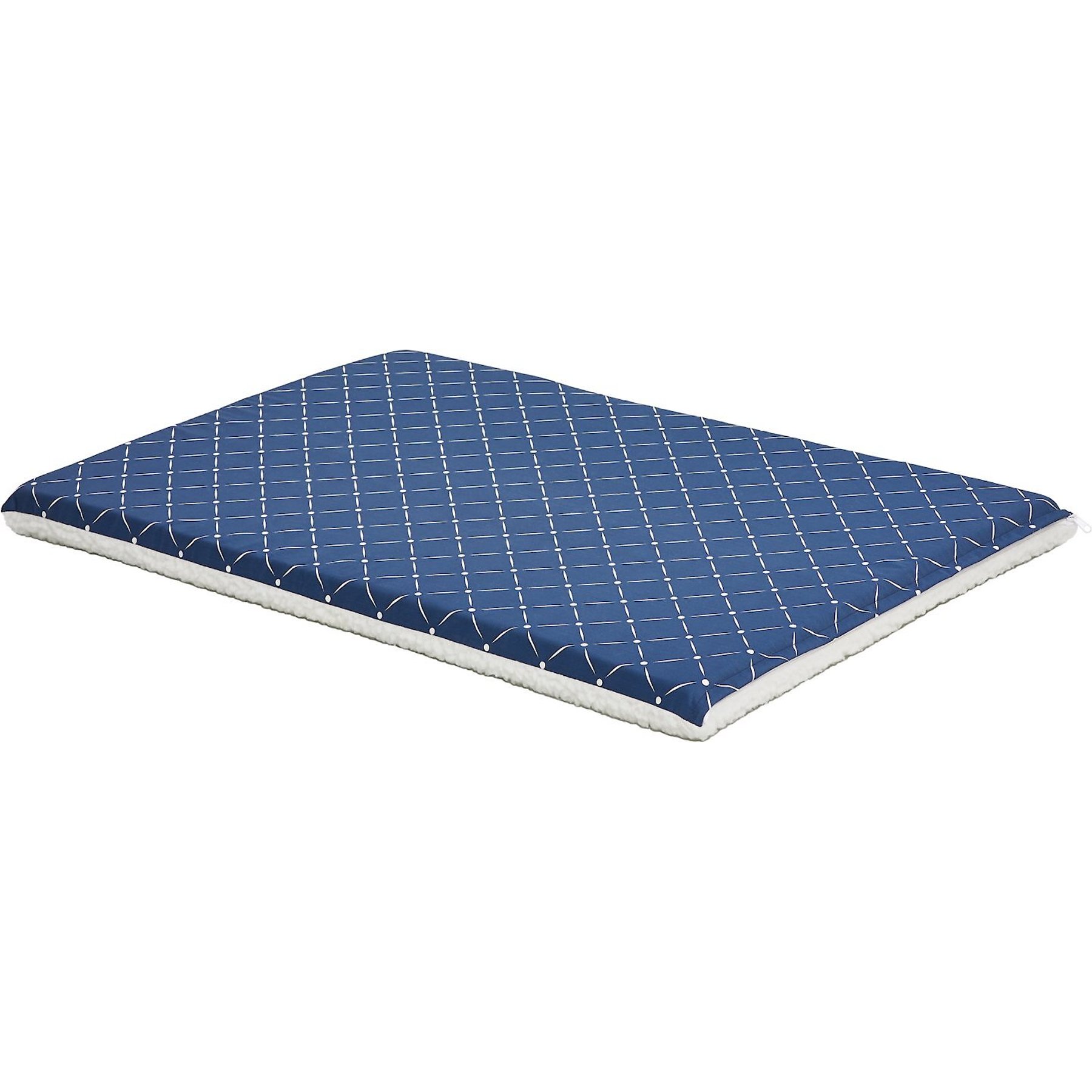 MidWest QuietTime Couture Paxton Reversible Dog Crate Mat, Blue / White Fleece, Large