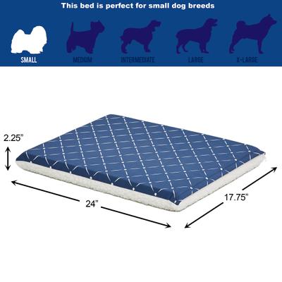 Show full view: MidWest QuietTime Couture Paxton Reversible Dog Crate Mat, Blue / White Fleece, Small  slide 2 of 6