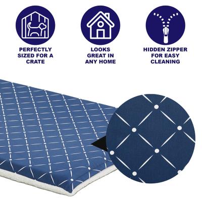 Show full view: MidWest QuietTime Couture Paxton Reversible Dog Crate Mat, Blue / White Fleece, Small  slide 3 of 6