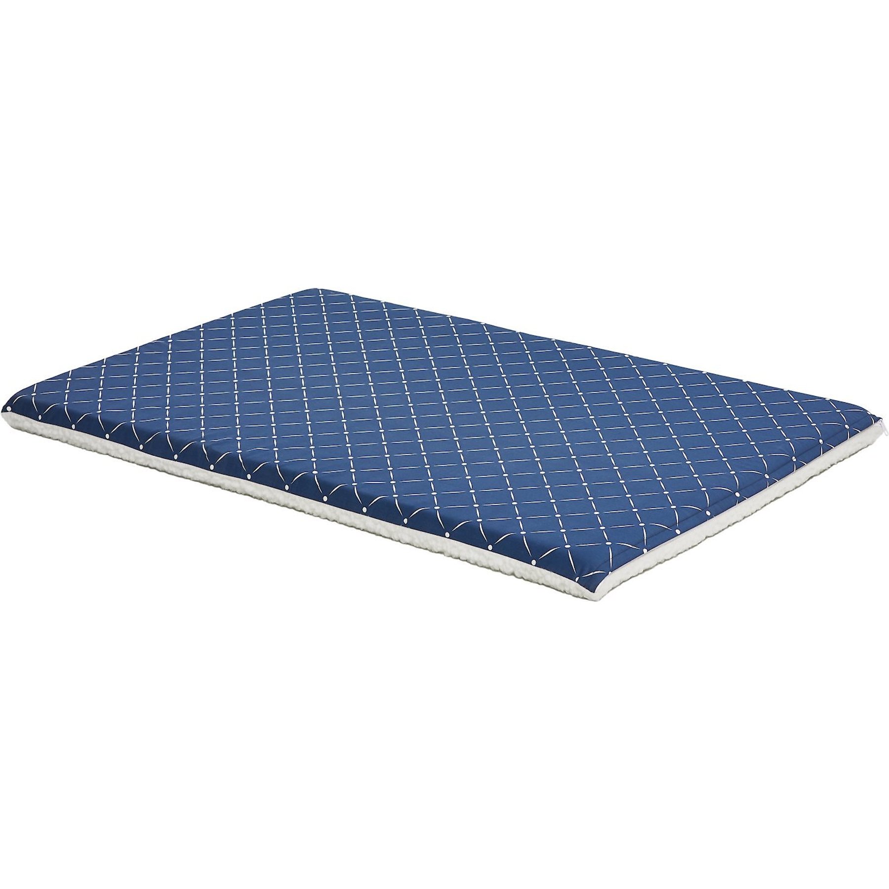 MidWest QuietTime Couture Paxton Reversible Dog Crate Mat, Blue / White Fleece, X-Large