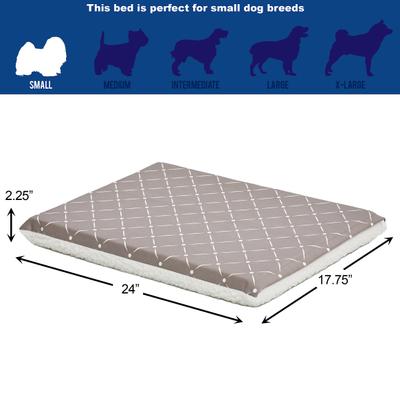 Show full view: MidWest QuietTime Couture Paxton Reversible Dog Crate Mat, Mushroom / White Fleece, Small  slide 2 of 6
