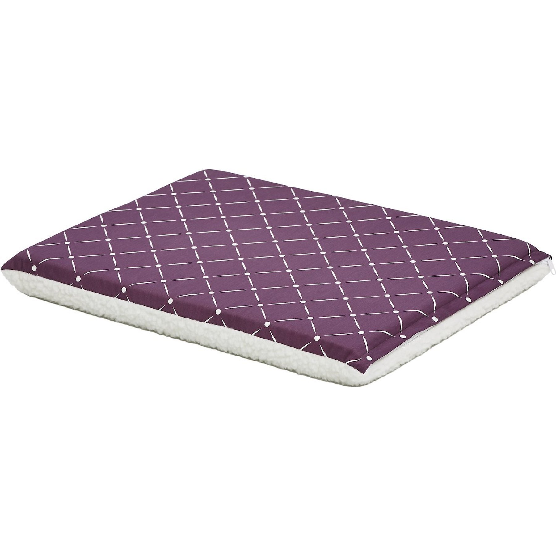 MidWest QuietTime Couture Paxton Reversible Dog Crate Mat, Plum / White Fleece, Small