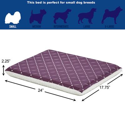 Show full view: MidWest QuietTime Couture Paxton Reversible Dog Crate Mat, Plum / White Fleece, Small  slide 2 of 6