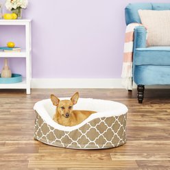 MidWest QuietTime Defender Orthopedic Bolster Cat & Dog Bed with Removable Cover, Brown, 22-in