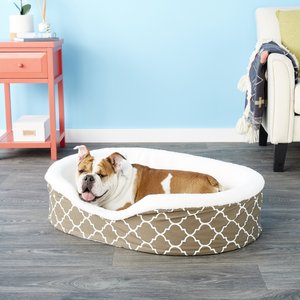 MidWest QuietTime Defender Orthopedic Bolster Cat & Dog Bed with Removable Cover, Brown, 36-in