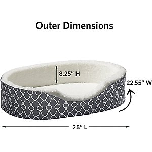 MidWest QuietTime Defender Orthopedic Bolster Cat & Dog Bed with Removable Cover, Gray, 28-in