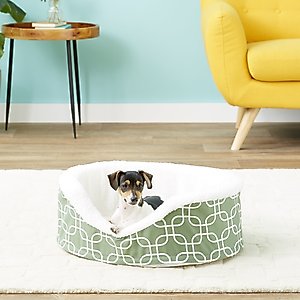 MidWest QuietTime Defender Orthopedic Bolster Cat & Dog Bed with Removable Cover, Green, 25-in