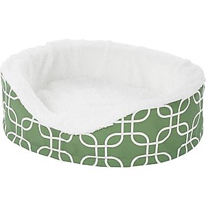 MidWest QuietTime Defender Orthopedic Bolster Cat & Dog Bed with Removable Cover, Green, 25-in