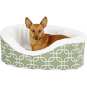 MidWest QuietTime Defender Orthopedic Bolster Cat & Dog Bed with Removable Cover, Green, 25-in