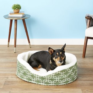 MidWest QuietTime Defender Orthopedic Bolster Cat & Dog Bed with Removable Cover, Green, 29-in