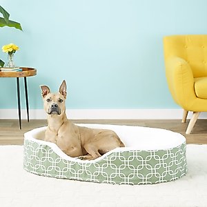 MidWest QuietTime Defender Orthopedic Bolster Cat & Dog Bed with Removable Cover, Green, 43-in