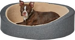 MidWest QuietTime Deluxe Hudson Bolster Cat & Dog Bed with Removable Cover, Gray, Small