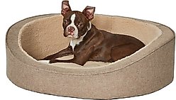 MidWest QuietTime Deluxe Hudson Bolster Cat & Dog Bed with Removable Cover, Tan, Small