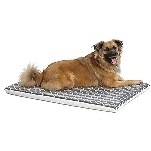 MidWest QuietTime Geo Print & Fleece Reversible Dog Crate Mat, Gray, Intermediate