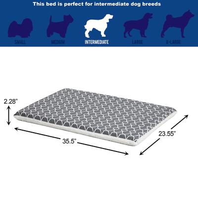 Show full view: MidWest QuietTime Geo Print & Fleece Reversible Dog Crate Mat, Gray, Intermediate slide 2 of 5