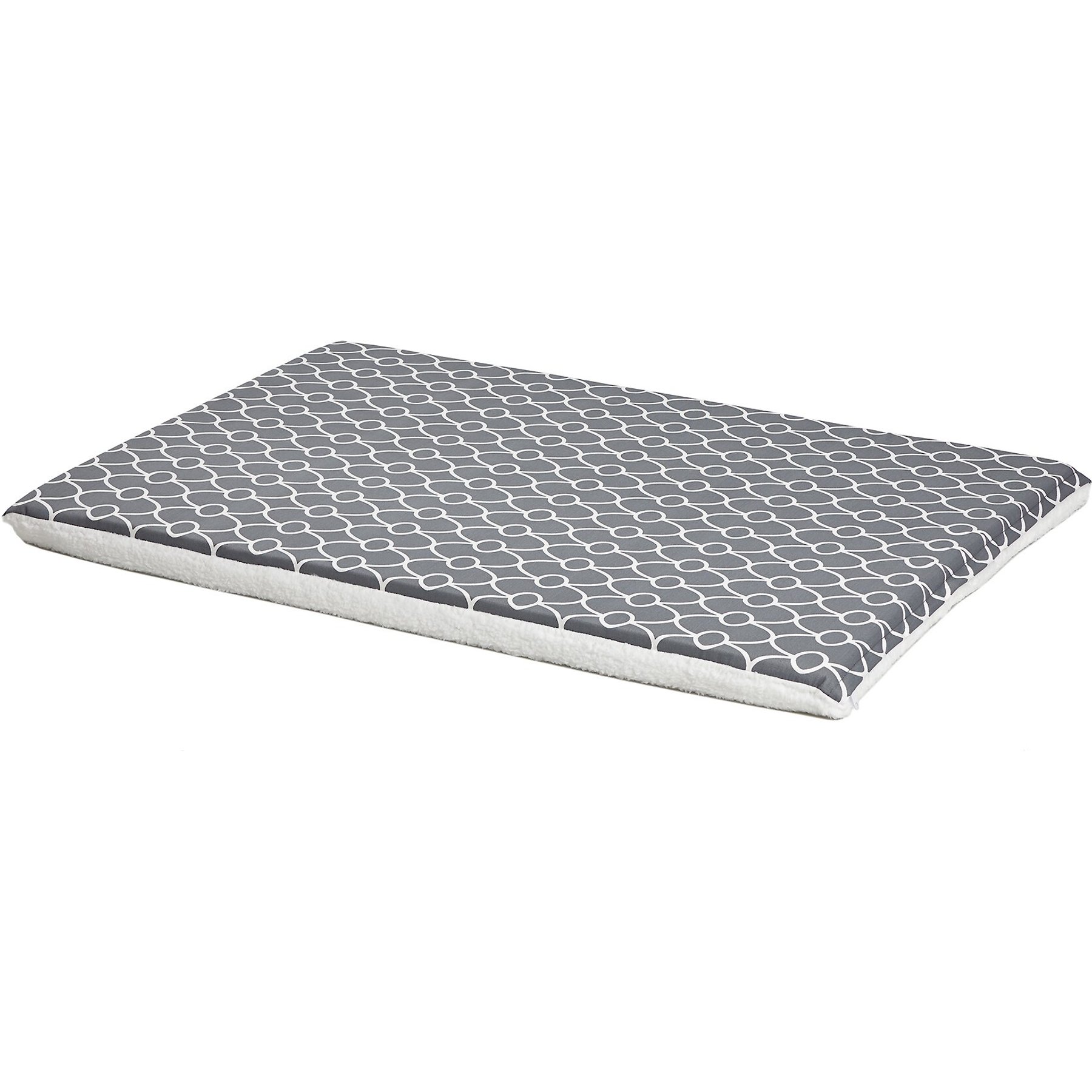 MidWest QuietTime Geo Print & Fleece Reversible Dog Crate Mat, Gray, Large