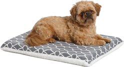MidWest QuietTime Geo Print & Fleece Reversible Dog Crate Mat, Gray, Small 