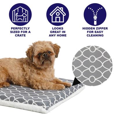 Show full view: MidWest QuietTime Geo Print & Fleece Reversible Dog Crate Mat, Gray, Small  slide 4 of 7