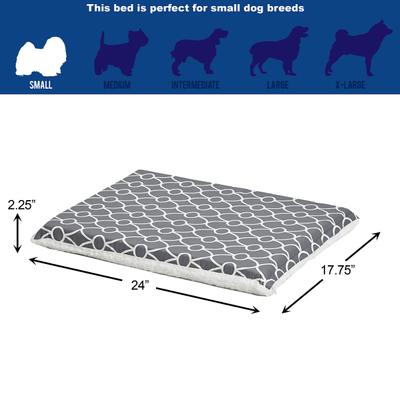 Show full view: MidWest QuietTime Geo Print & Fleece Reversible Dog Crate Mat, Gray, Small  slide 5 of 7