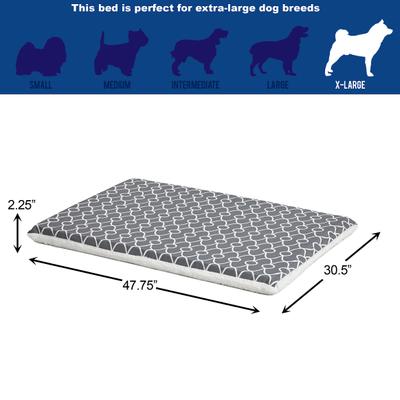 Show full view: MidWest QuietTime Geo Print & Fleece Reversible Dog Crate Mat, Gray, X-Large slide 3 of 6