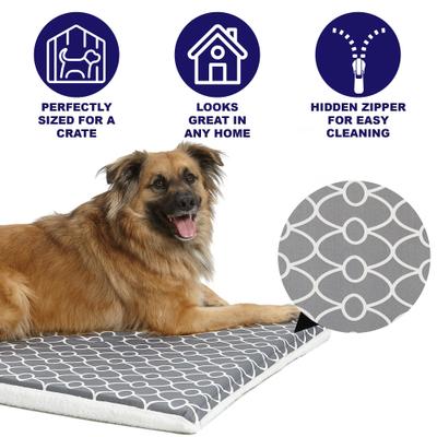 Show full view: MidWest QuietTime Geo Print & Fleece Reversible Dog Crate Mat, Gray, X-Large slide 4 of 6