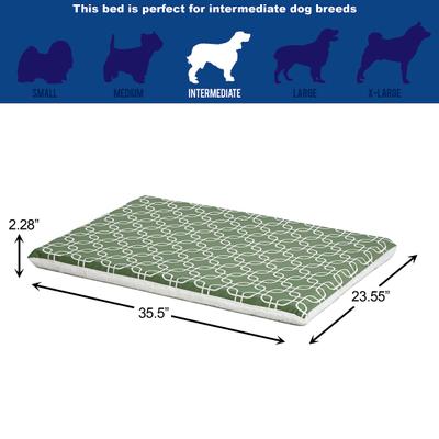 Show full view: MidWest QuietTime Geo Print & Fleece Reversible Dog Crate Mat, Green, Intermediate slide 3 of 5