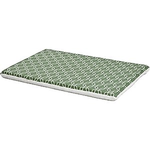 MidWest QuietTime Geo Print & Fleece Reversible Dog Crate Mat, Green, Large 