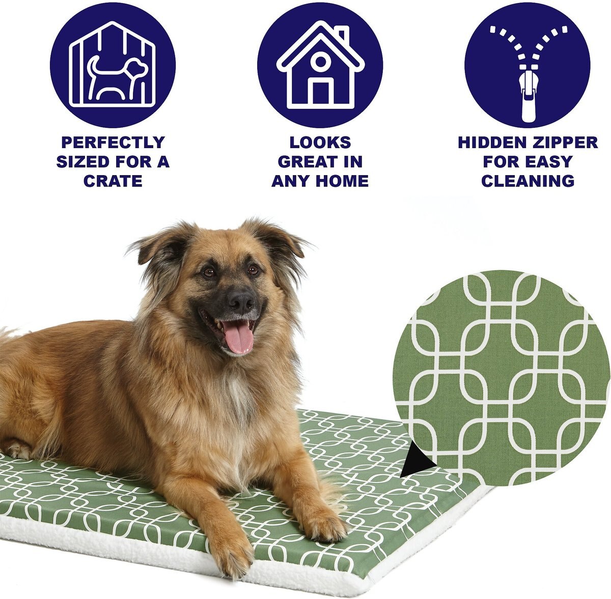 MidWest QuietTime Geo Print & Fleece Reversible Dog Crate Mat
