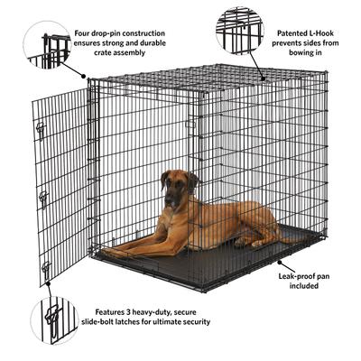 Show full view: MidWest Solution Series XX-Large Heavy Duty Single Door Wire Dog Crate, 54-in L x 37-in W x 45-in H slide 3 of 6