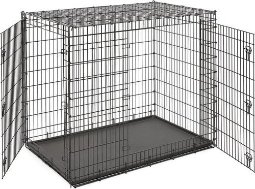 Show full view: MidWest Solutions Series XX-Large Heavy Duty Double Door Wire Crate, 54 inch + Quiet Time Fleece Dog Crate Mat, Gray, 54-in slide 2 of 10