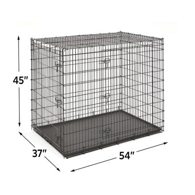 Show full view: MidWest Solutions Series XX-Large Heavy Duty Double Door Wire Crate, 54 inch + Quiet Time Fleece Dog Crate Mat, Gray, 54-in slide 3 of 10