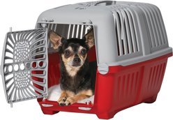 MidWest Spree Hard-Sided Dog & Cat Kennel, Red, 19-in