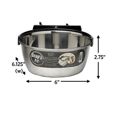 Show full view: MidWest Stainless Steel Snap'y Fit Dog Kennel Bowl, 4-cup slide 6 of 8