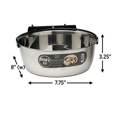 Show full view: MidWest Stainless Steel Snap'y Fit Dog Kennel Bowl, 8 cup slide 6 of 8