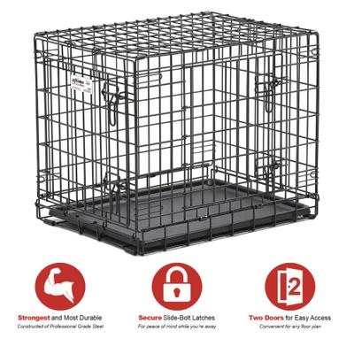 Show full view: MidWest Ultima Pro Double Door Collapsible Wire Dog Crate, 24 inch slide 2 of 8
