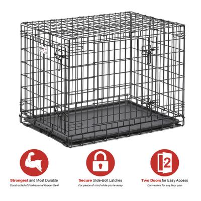Show full view: MidWest Ultima Pro Double Door Collapsible Wire Dog Crate, 30 inch slide 2 of 7
