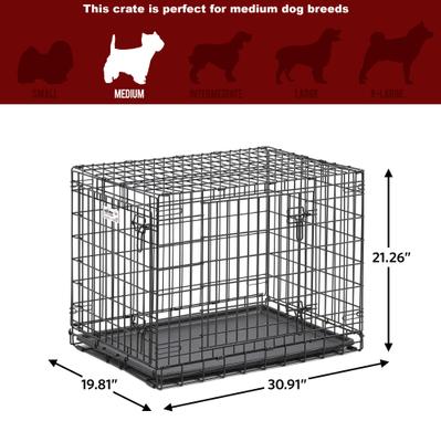 Show full view: MidWest Ultima Pro Double Door Collapsible Wire Dog Crate, 30 inch slide 3 of 7