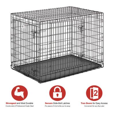 Show full view: MidWest Ultima Pro Double Door Collapsible Wire Dog Crate, 43 inch slide 4 of 9