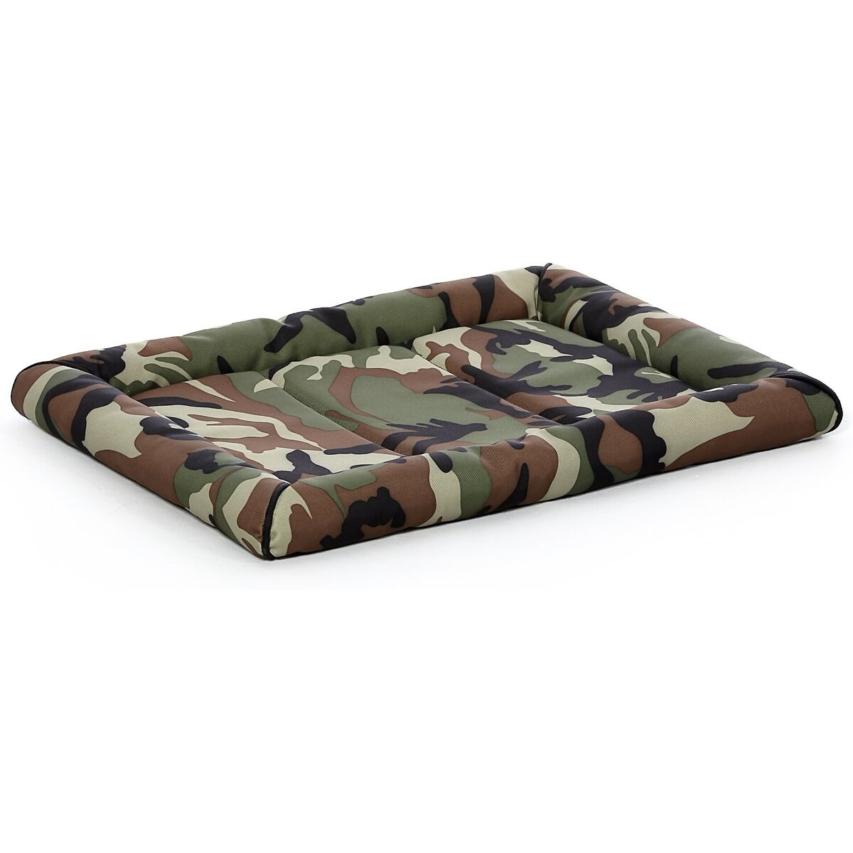MidWest Ultra Durable Bolster Cat & Dog Bed, Green Camo, 24-inch
