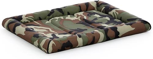 MIDWEST Ultra Durable Bolster Cat & Dog Bed, Green Camo, 24-inch