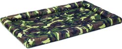 MidWest Ultra Durable Bolster Cat & Dog Bed, Green Camo, 36-inch