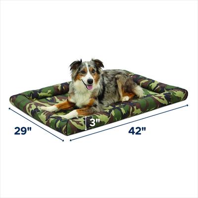 Show full view: MidWest Ultra Durable Bolster Cat & Dog Bed, Green Camo, 42-inch slide 3 of 5