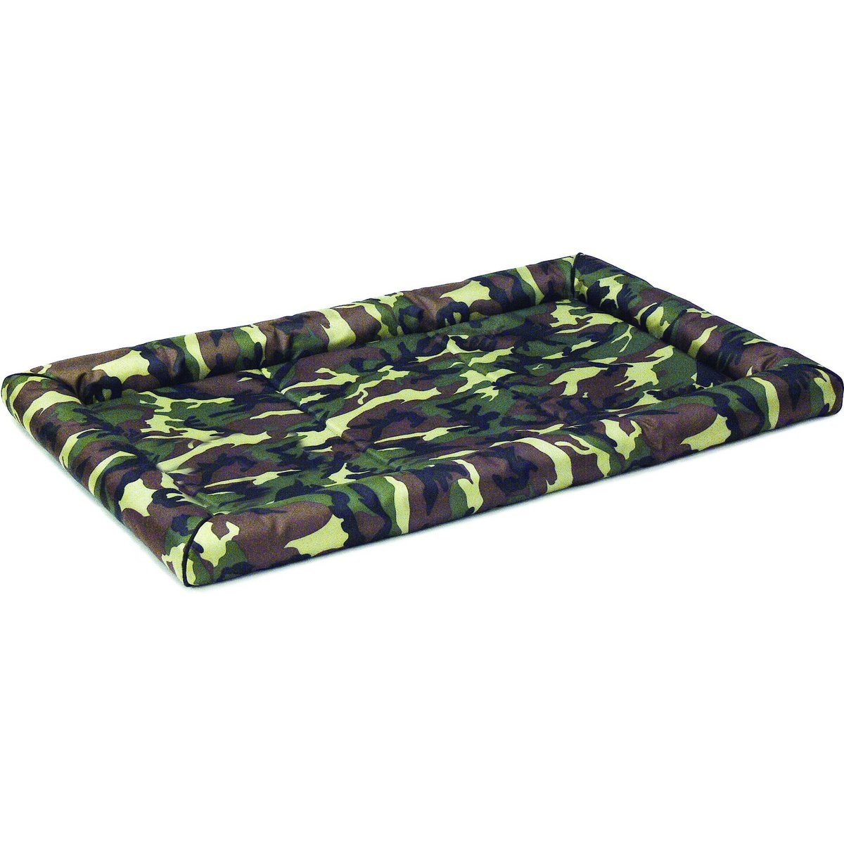 MidWest Ultra Durable Bolster Cat & Dog Bed, Green Camo, 48-inch