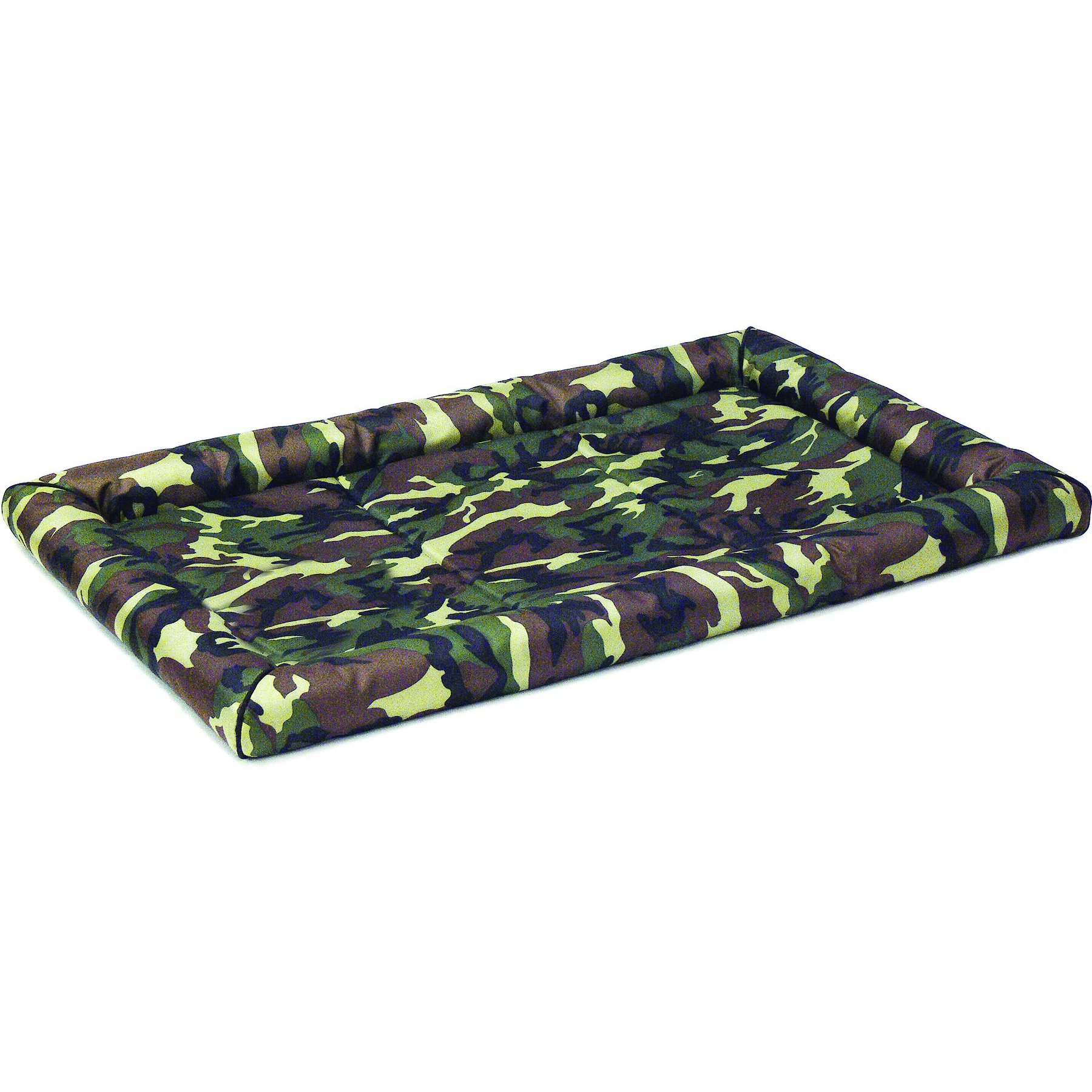 MidWest Ultra Durable Bolster Cat & Dog Bed, Green Camo, 48-inch