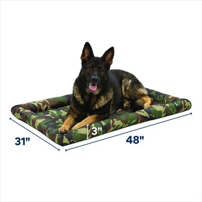 Show full view: MidWest Ultra Durable Bolster Cat & Dog Bed, Green Camo, 48-inch slide 3 of 5