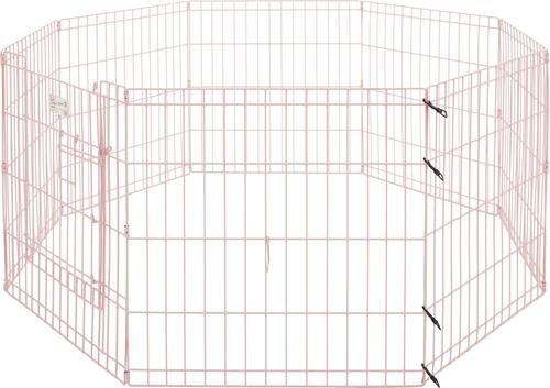 Show full view: MidWest Wire Dog Exercise Pen with Full MAX Lock Door, Pink, 24-in slide 4 of 7