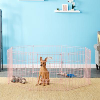 Show full view: MidWest Wire Dog Exercise Pen with Full MAX Lock Door, Pink, 24-in slide 5 of 7