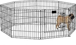 MidWest Wire Dog Exercise Pen with Step-Thru Door, Black E-Coat, 24-in + Exercise Pen Top Sunscreen Accessory, Square Configuration, Black slide 2 of 9