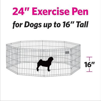 Show full view: MidWest Wire Dog Exercise Pen with Step-Thru Door, Black E-Coat, 24-in + Exercise Pen Top Sunscreen Accessory, Square Configuration, Black slide 3 of 9
